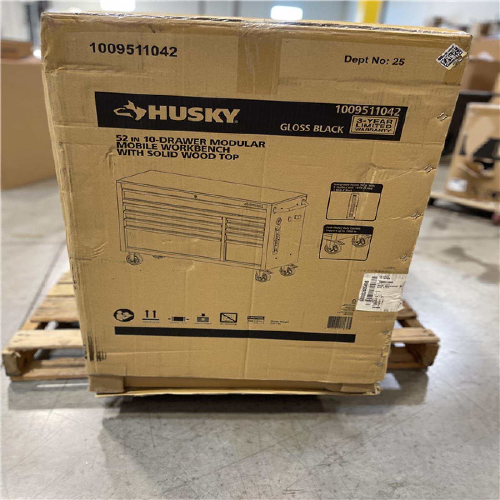DALLAS LOCATION - Husky Modular Tool Storage 52 in. W x 20 in. D Standard Duty Black Mobile Workbench Cabinet