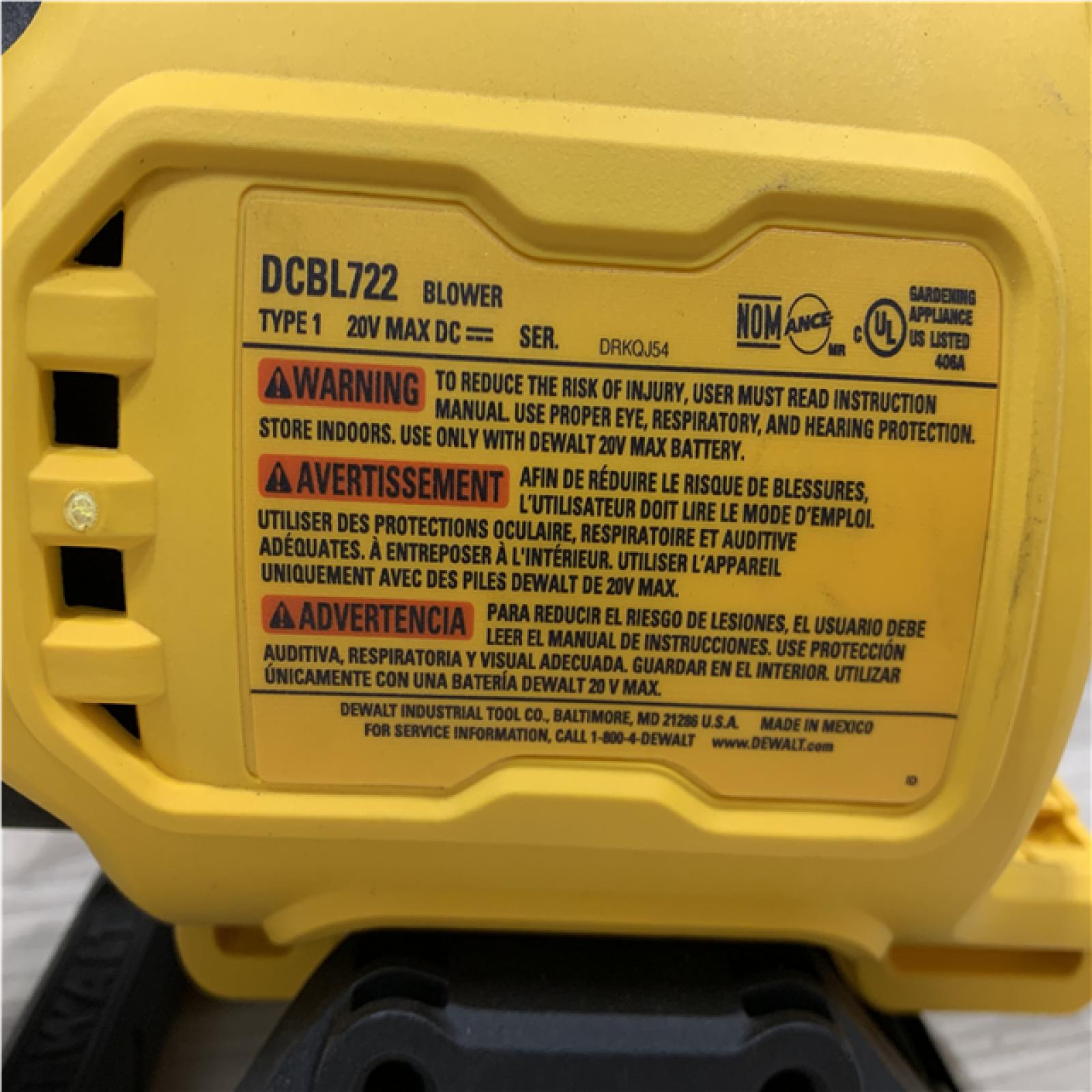 AS-IS DEWALT 20V MAX 125 MPH 450 CFM Brushless Cordless Handheld Leaf Blower with Concentrator Nozzle (Tool Only)