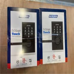 NEW! - Schlage Century Matte Black Touch Keyless Touchscreen Door Lock with Latitude Handle - 2 UNITS