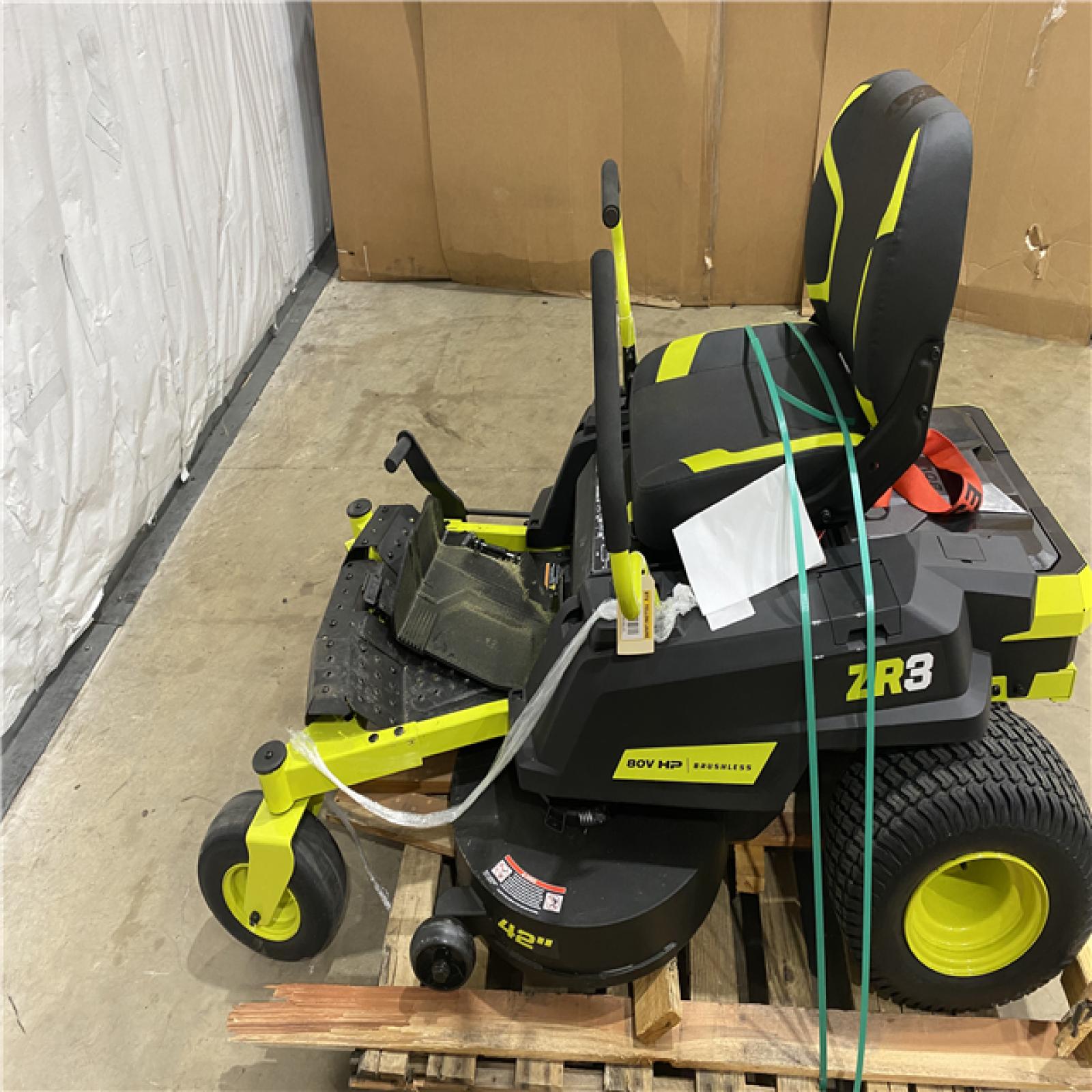 Houston Location - AS-IS Tool Pallet RYOBI ZR3 80V HP SIT DOWN MOWER