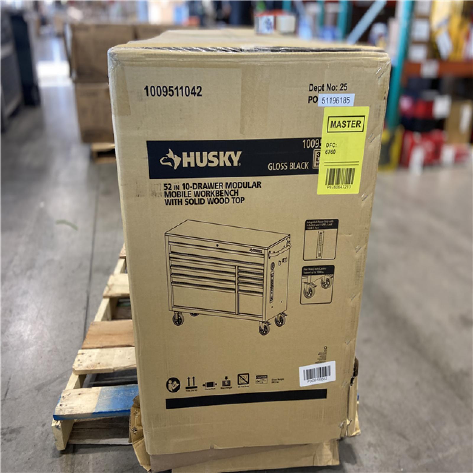 DALLAS LOCATION - Husky Modular Tool Storage 52 in. W x 20 in. D Standard Duty Black Mobile Workbench Cabinet