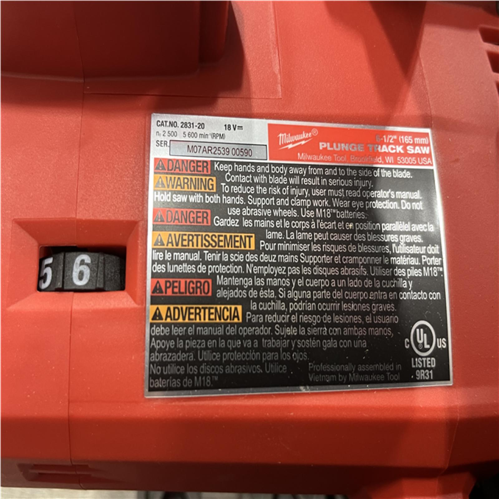 AS-IS Milwaukee FUEL 18V Lithium-Ion Cordless Brushless 6-1/2 in. Plunge Cut Track Saw (Tool-Only)