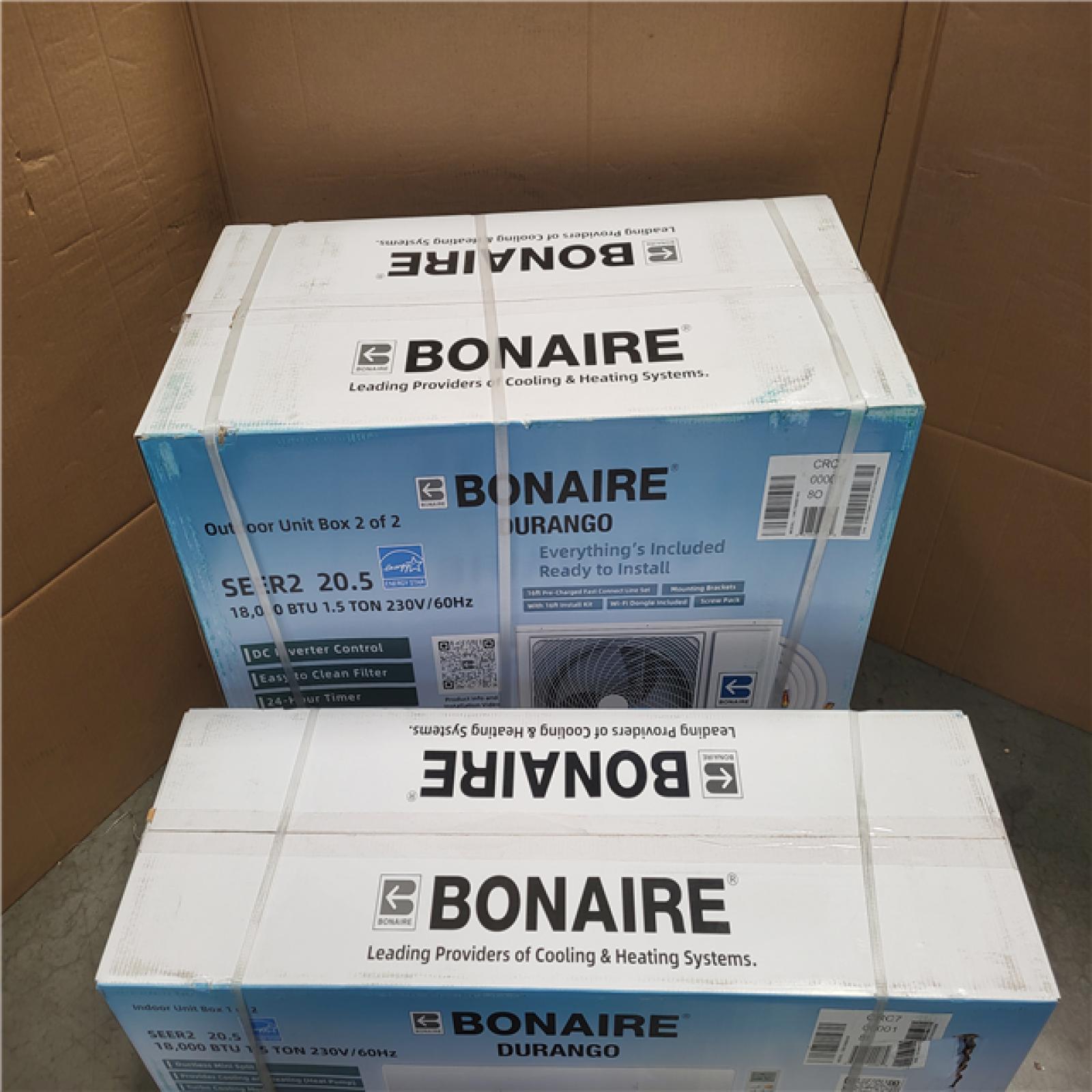 CALIFORNIA AS-IS NEW BONAIRE DUCTLESS MINI SPLIT HEATING AND COOLING UNIT