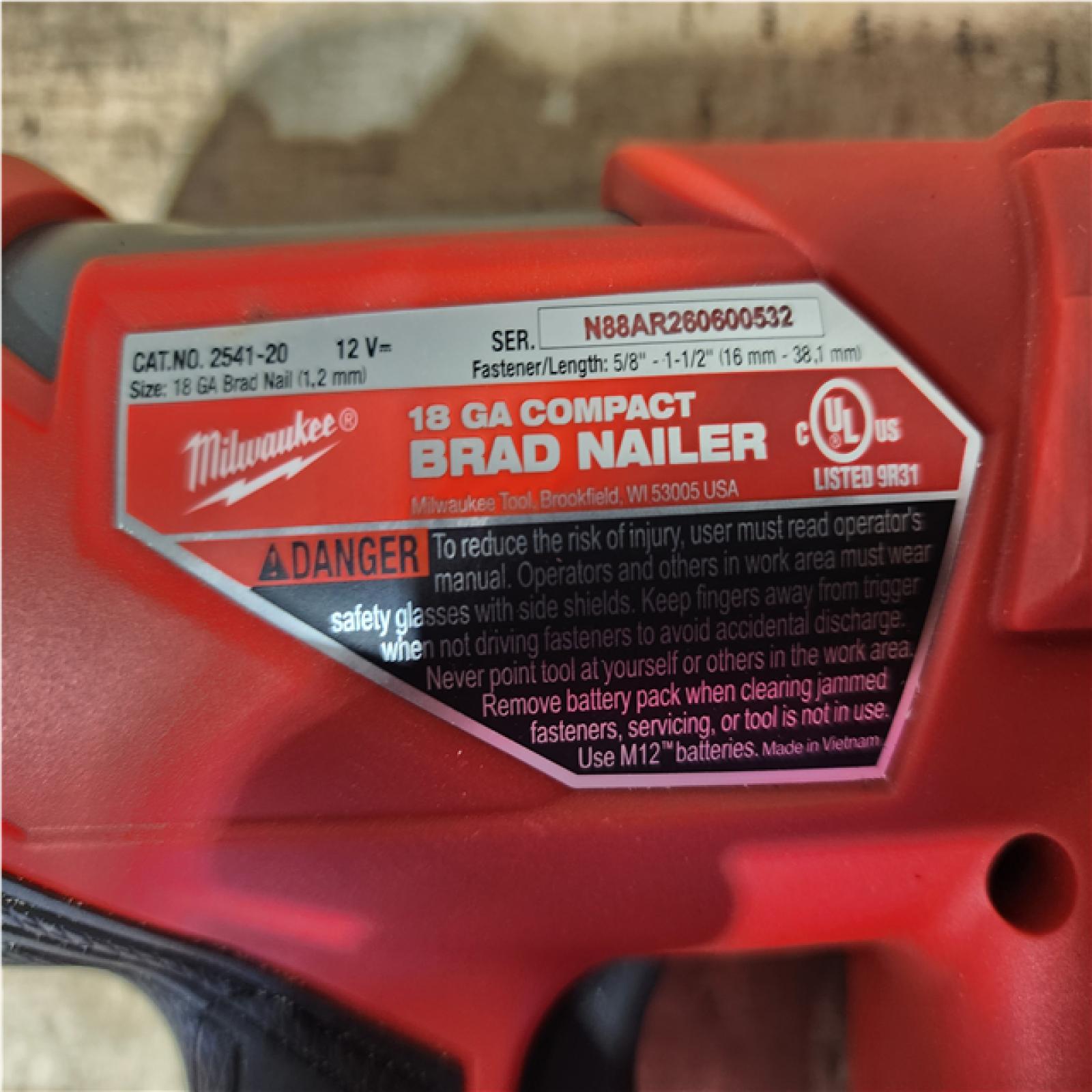 HOUSTON LOCATION - AS - IS MILWAUKEE BRAD NAILER