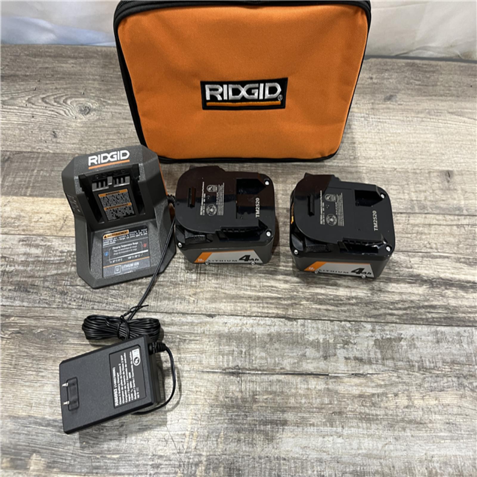 AS-IS RIDGID 18V Lithium-Ion (2) 4.0 Ah Battery Starter Kit