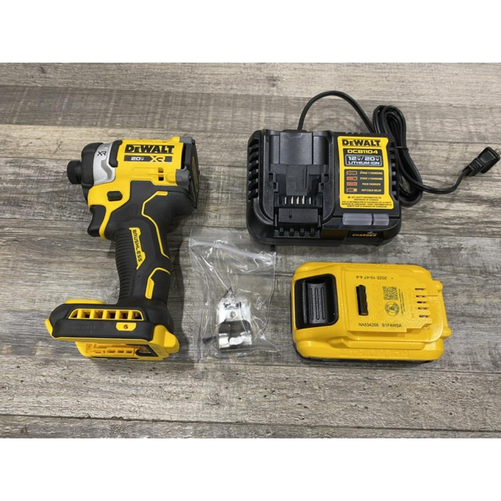 AS-IS DEWALT 20V MAX XR Lithium-Ion Brushless Cordless 3-Speed High Torque 1/4 in. Impact Driver Kit