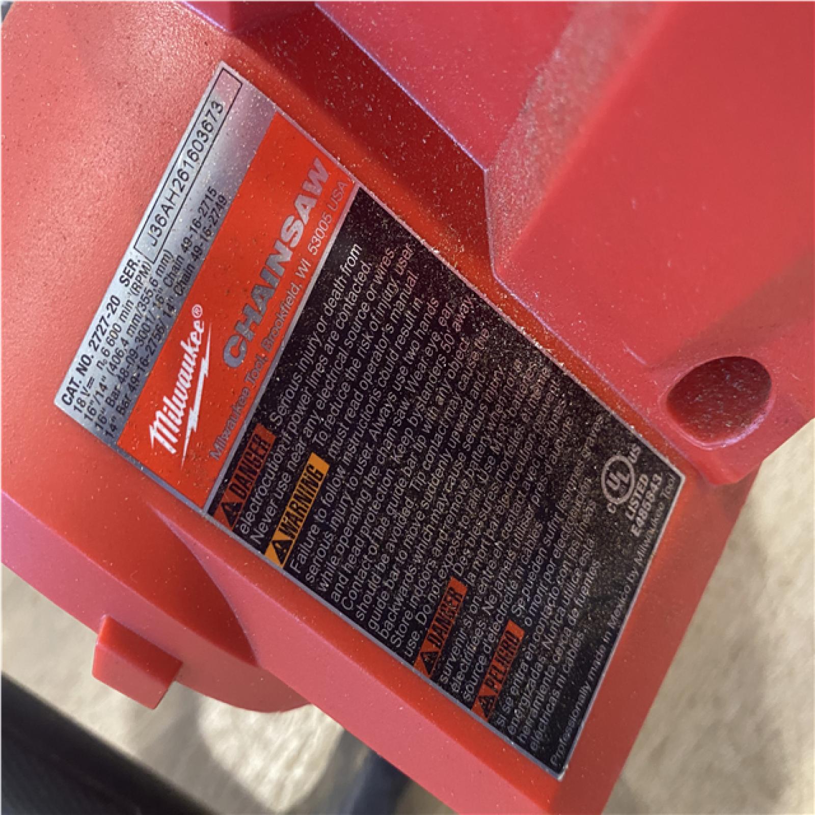 AS-IS Milwaukee FUEL 16 in. 18V Lithium-Ion Brushless Battery Chainsaw (Tool-Only)
