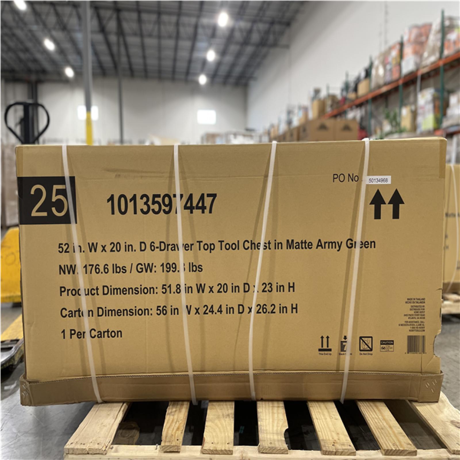 DALLAS LOCATION- AS-IS HUSKY Heavy Duty 52 in. W 6-Drawer Matte Army Green Top Tool Chest