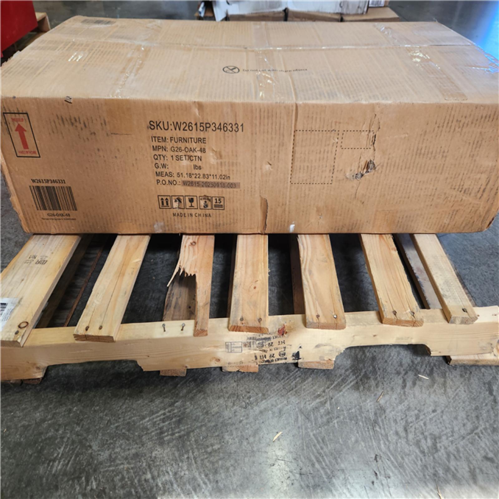 Phoenix NEW Yingze 48 in. Freestanding Single Sink Natural Bath Vanity with White Sintered Stone Top and Marble Pattern Vessel Basin