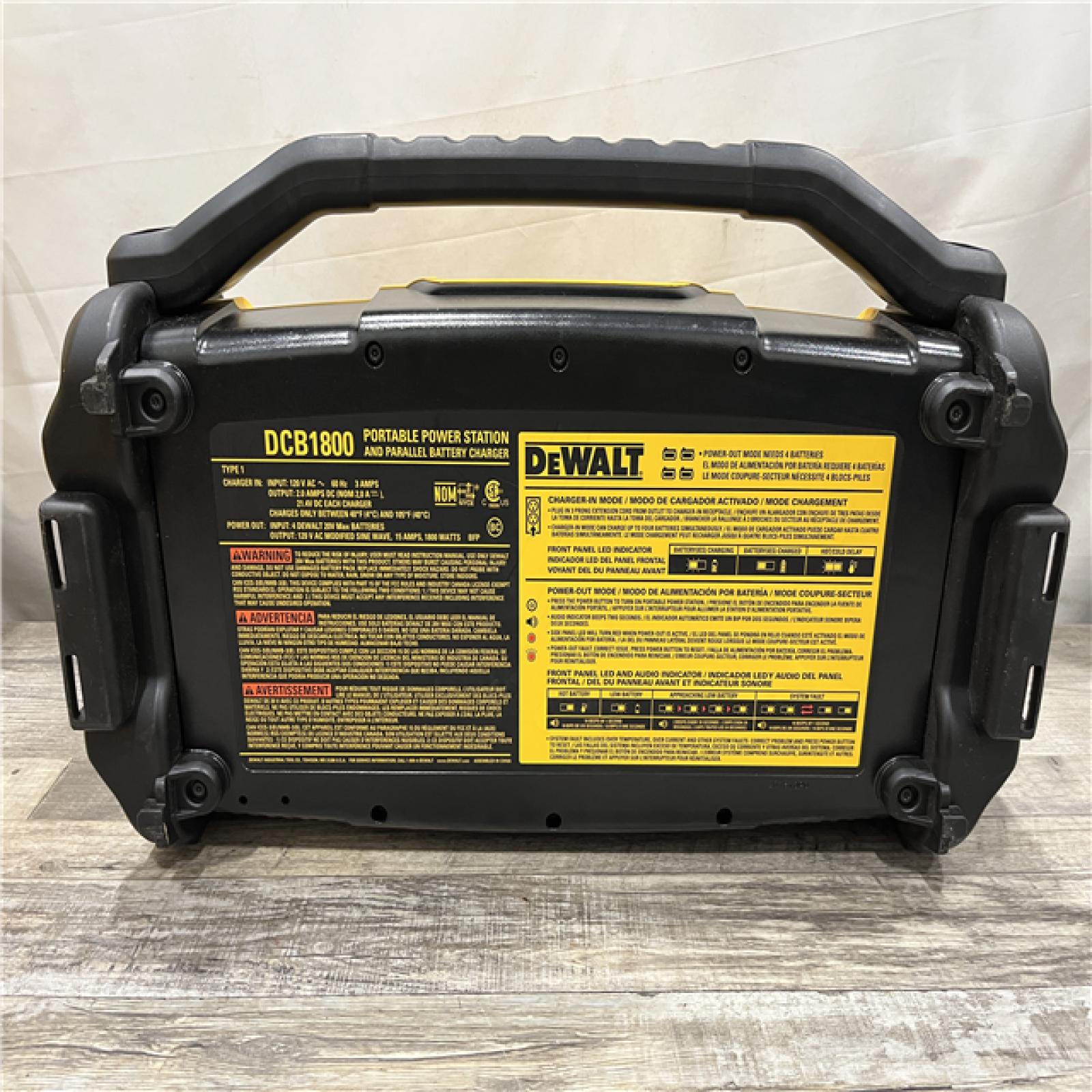 AS-IS DEWALT 1800 Watt Portable Power Station and 20V/60V MAX Lithium-Ion Battery Charger