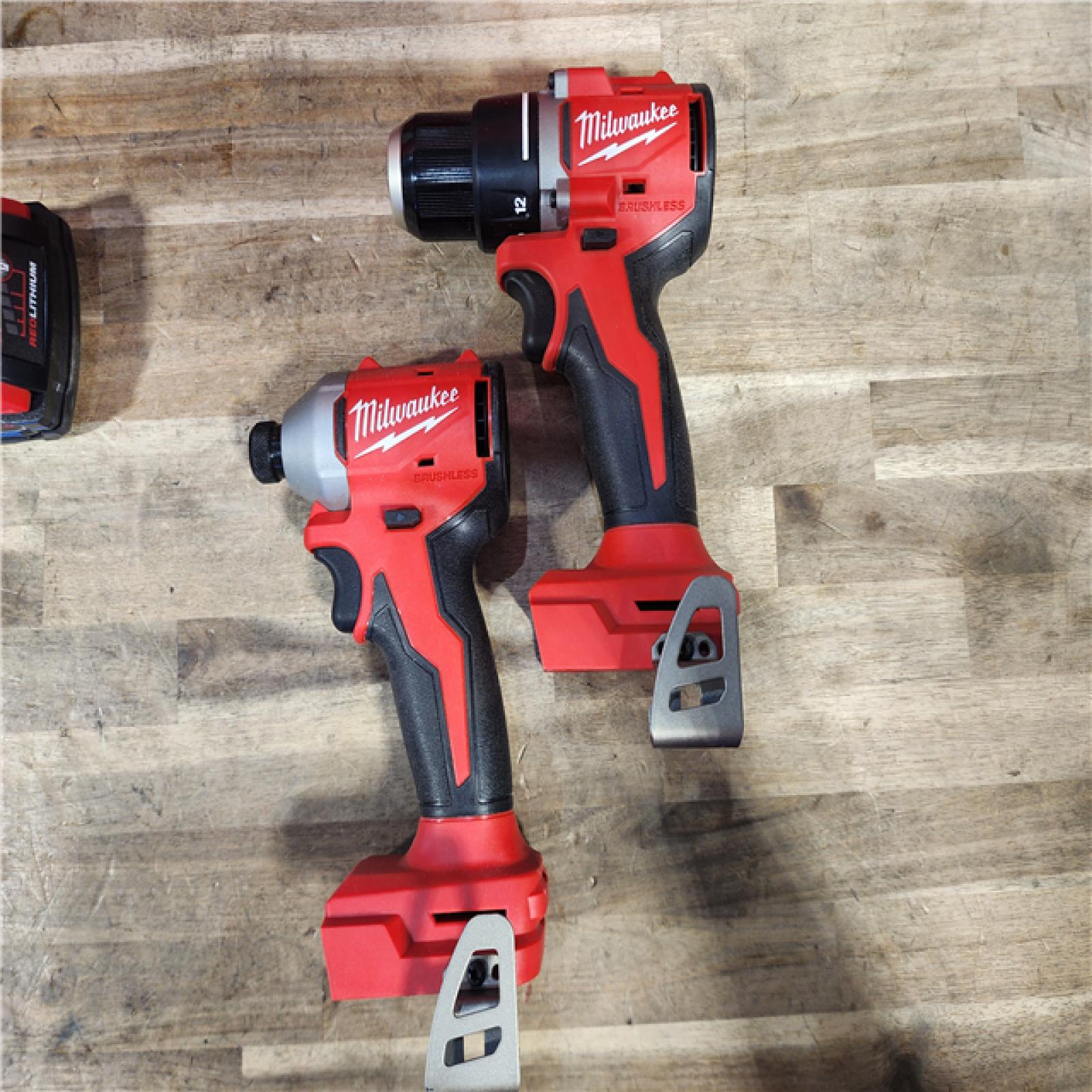 HOUSTON LOCATION - AS-IS Milwaukee M18 18V Lithium-Ion Brushless Cordless Compact Drill/Impact Combo Kit (2-Tool) W/(2) 2.0 Ah Batteries, Charger & Bag