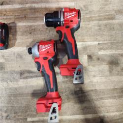 HOUSTON LOCATION - AS-IS Milwaukee M18 18V Lithium-Ion Brushless Cordless Compact Drill/Impact Combo Kit (2-Tool) W/(2) 2.0 Ah Batteries, Charger & Bag