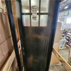Phoenix AS-IS Steves & Sons Regency 32 in. x 80 in. 6-Lite Top Lite Clear Glass RHIS Onyx Stain Mahogany Fiberglass Prehung Front Door