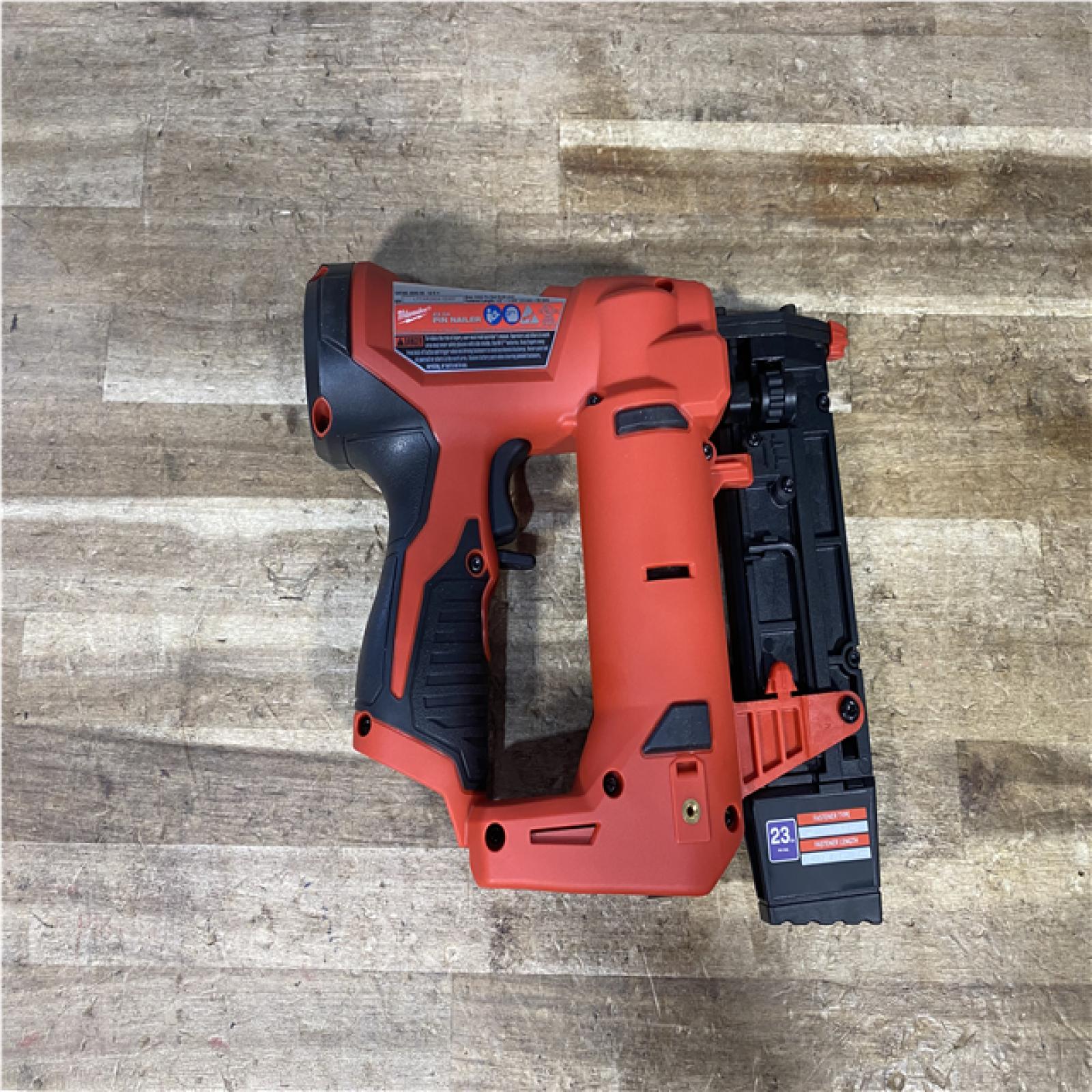 Houston Location AS-IS Milwaukee M12 12-Volt 23-Gauge Lithium-Ion Cordless Pin Nailer (Tool-Only)