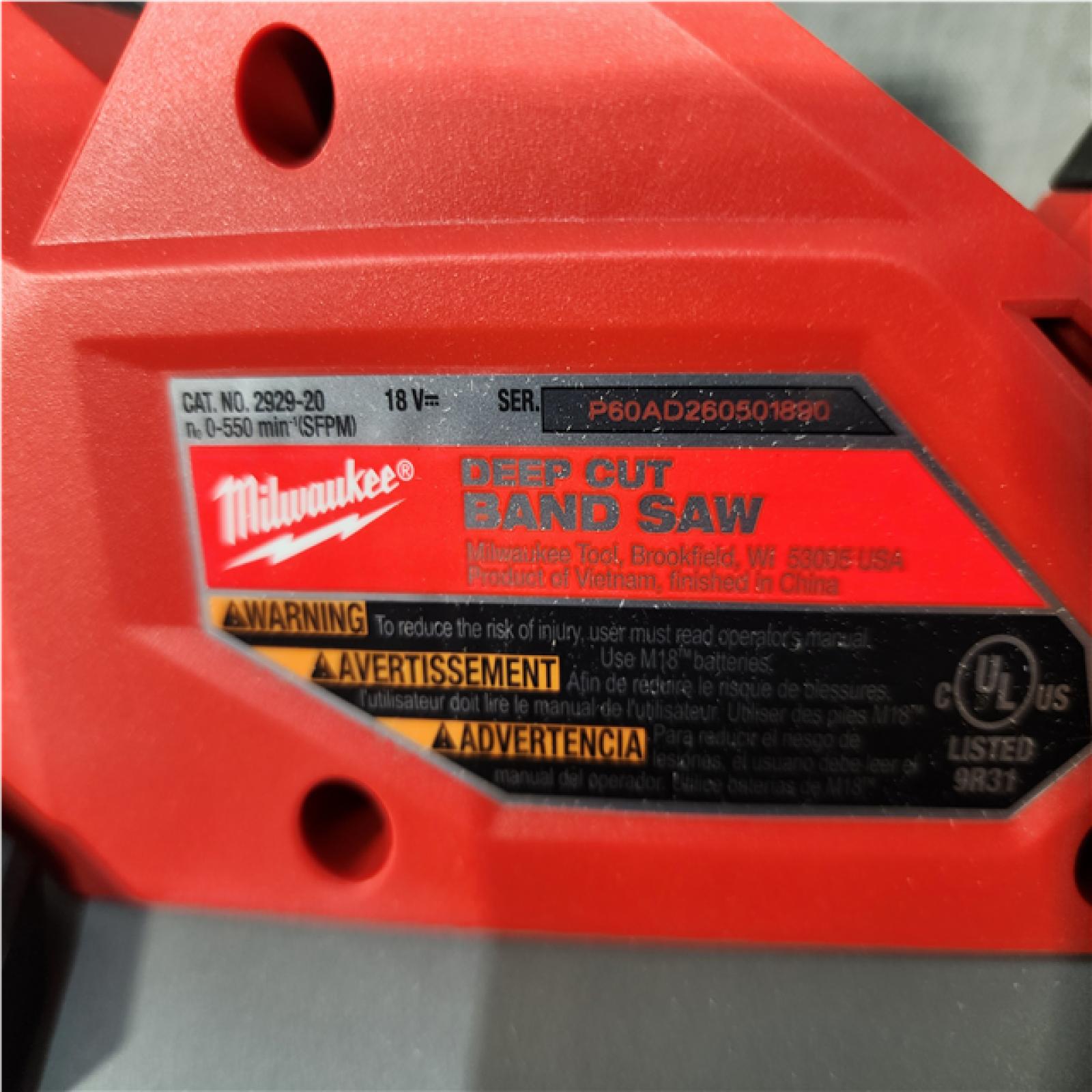 Houston Location AS-IS Milwaukee FUEL 18V Lithium-Ion Brushless Cordless Deep Cut Band Saw (Tool-Only)