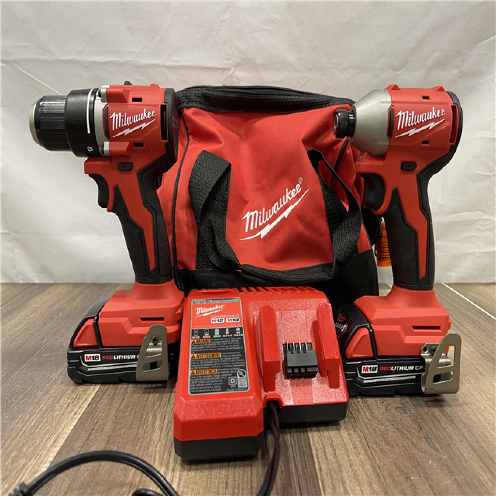 AS-IS Milwaukee 18V Lithium-Ion Brushless Cordless Compact Drill/Impact Combo Kit
