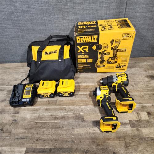 HOUSTON LOCATION - AS-IS DEWALT 20V MAX XR Hammer Drill and ATOMIC Impact Driver 2 Tool Cordless Combo Kit with (2) 4.0Ah Batteries  Charger  and Bag