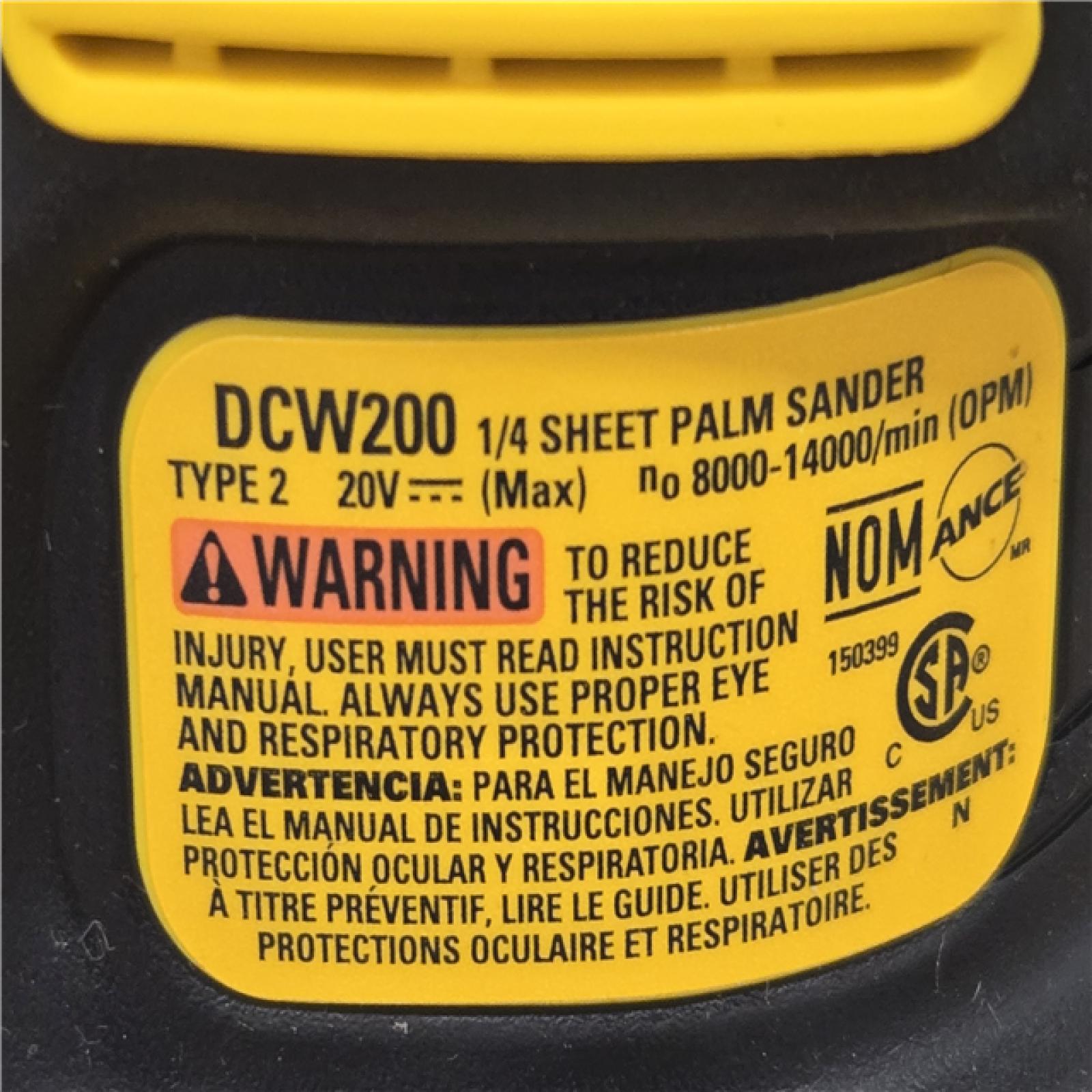 AS-IS DEWALT 20V MAX XR Cordless 1/4 Sheet Variable Speed Sander (Tool Only)