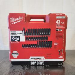 NEW- Milwaukee 43-Piece SHOCKWAVE Impact Duty 3/8 Drive SAE & Metric Deep 6 Point Socket Set