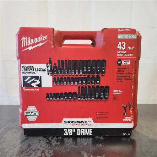 NEW- Milwaukee 43-Piece SHOCKWAVE Impact Duty 3/8 Drive SAE & Metric Deep 6 Point Socket Set