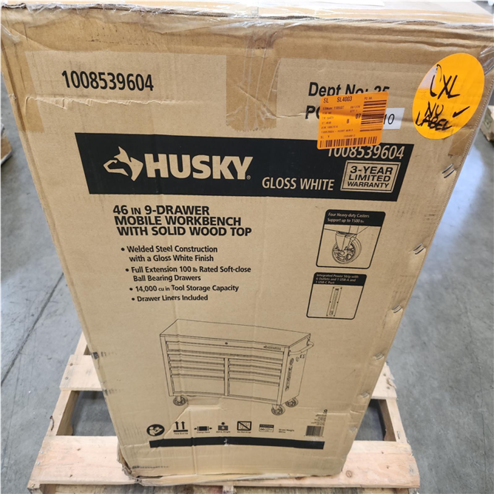 Phoenix NEW Husky Tool Storage 46 in. W x 18 in. D 9-Drawer Gloss White Mobile Workbench Cabinet