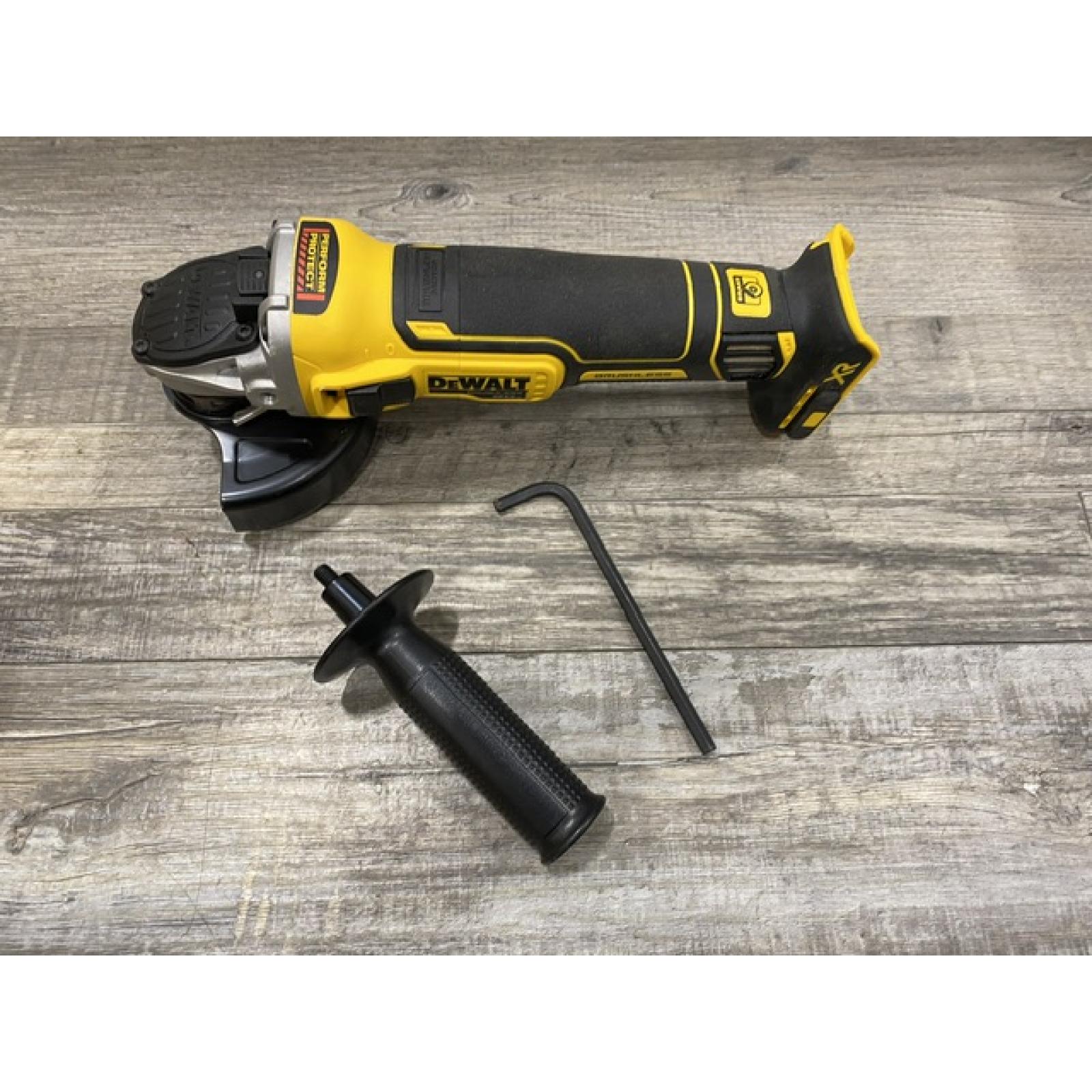 AS-IS DEWALT 20V MAX XR Cordless Brushless 4.5 in. Slide Switch Small Angle Grinder with Kickback Brake (Tool Only)