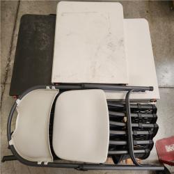 Phoenix HDX 4 ft. Rectangle Almond Resin Top Single Hand Height Adjustable Folding Utility Table Seats 4 Pallet (13-Tables) (7-Chairs)