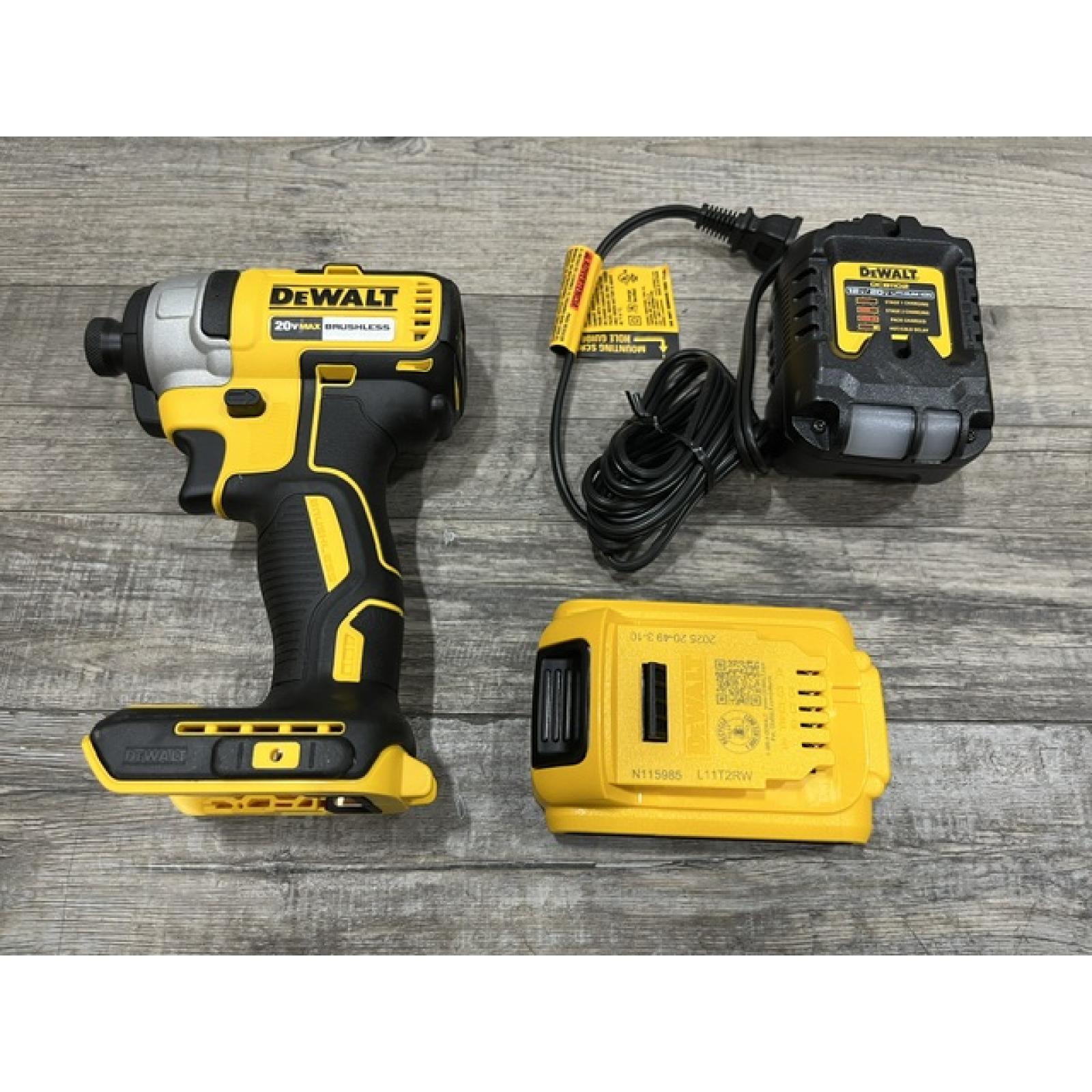 AS-IS DEWALT 20V MAX Lithium-Ion Brushless Cordless 1/4 in. Impact Driver Kit