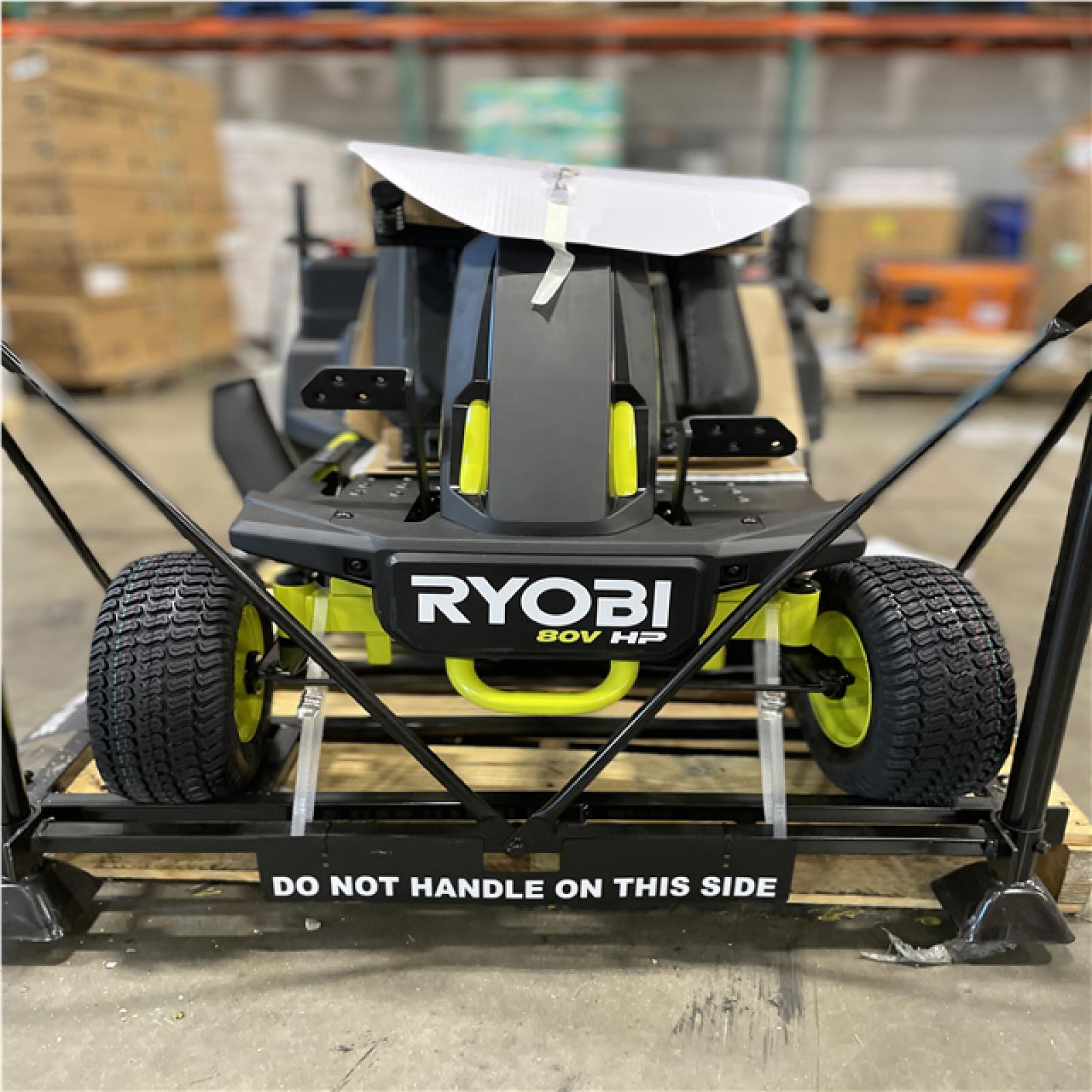 DALLAS LOCATION- AS-IS RYOBI R1 80V HP Electric 30 in. Riding Lawn Mower with 14 Ah Battery and Charger