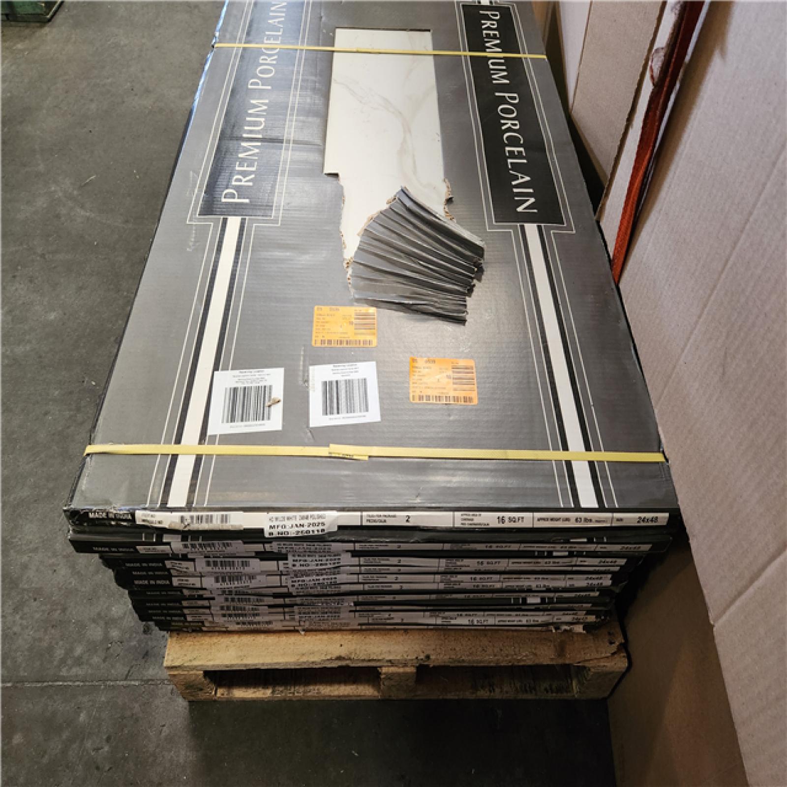 Phoenix Location AS-IS MSI Milos White 24 in. x 48 in. Polished Porcelain Stone Look Floor and Wall Tile (208 sq. ft. /13 Case)