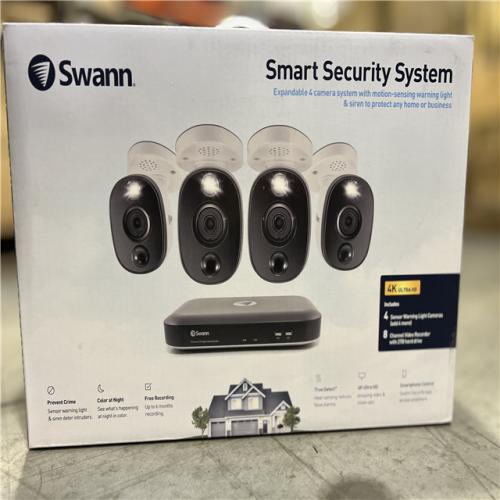 NEW! - Swann 8-Channel 4K UHD 2TB DVR Surveillance System with 4 Wired 4K Bullet Cameras