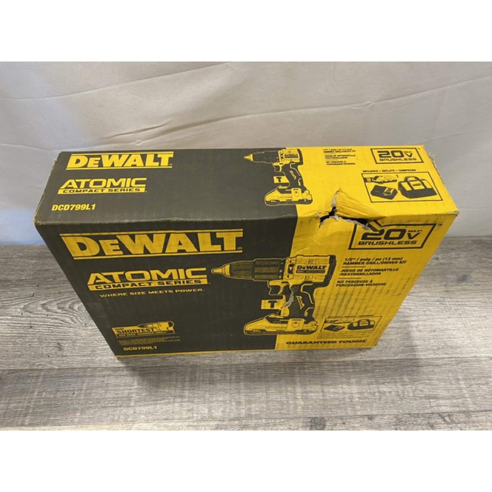 NEW- DeWalt ATOMIC 20-Volt Lithium-Ion Cordless 1/2 in. Compact Hammer Drill with 3.0Ah Battery  Charger and Bag