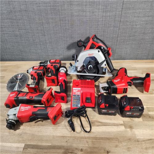 HOUSTON LOCATION - AS-IS (APPEARS LIKE NEW) Milwaukee M18 18-Volt Lithium-Ion Cordless Combo Kit 7-Tool with 2-Batteries, Charger and Tool Bag