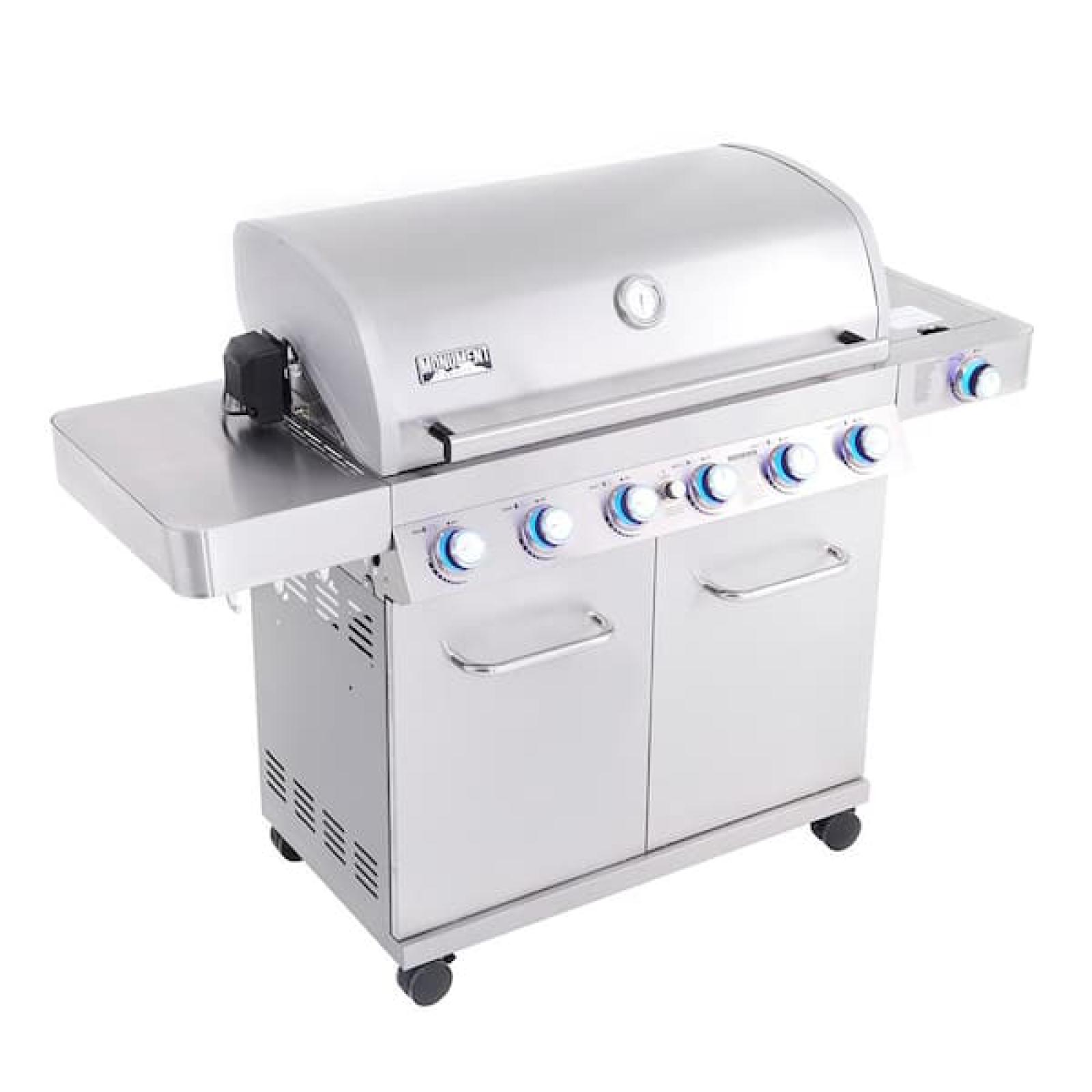 Phoenix Location NEW Monument Grills 6-Burner Propane Gas Grill in Stainless with LED Controls, Side Burner and Rotisserie Kit
