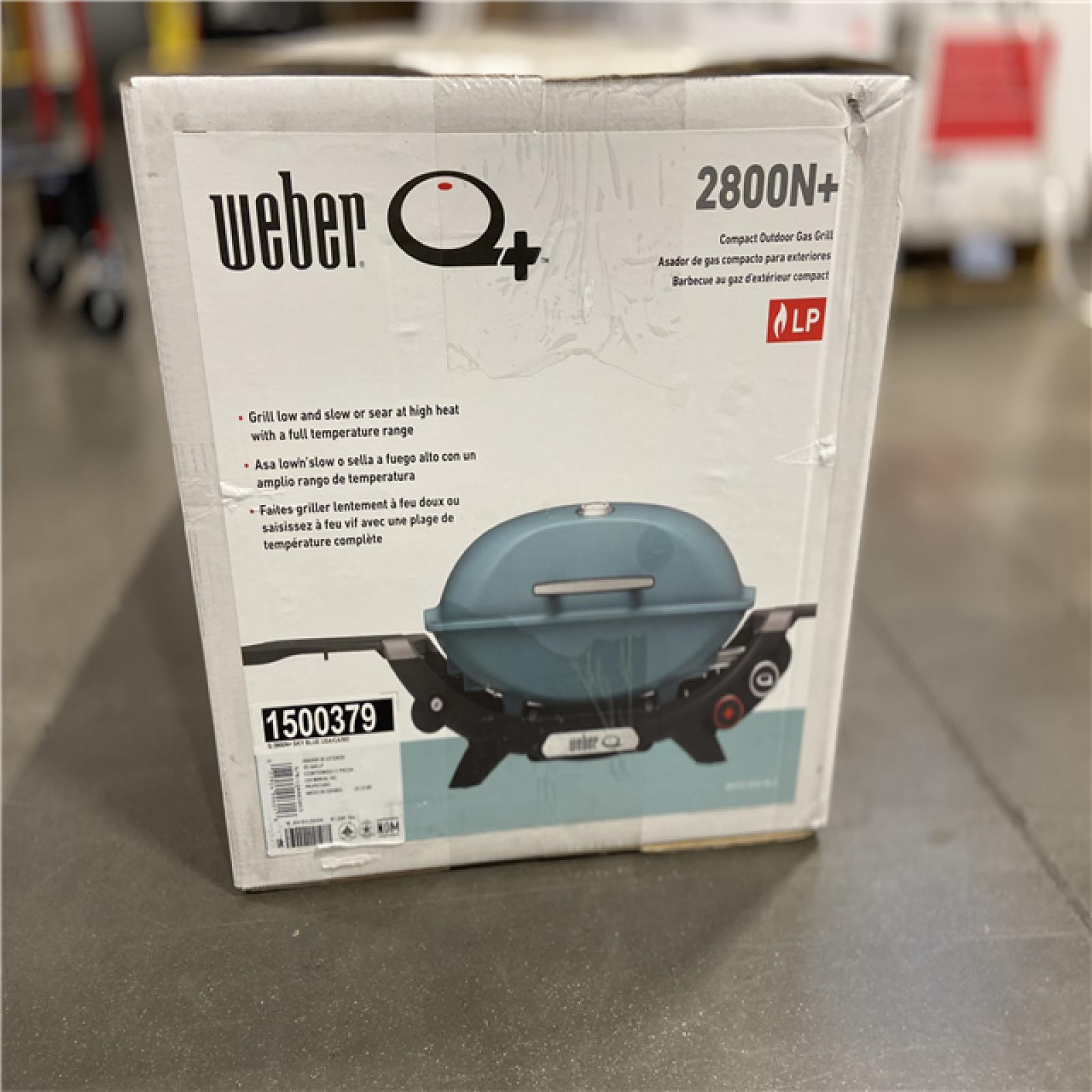 NEW! - Weber Q 2800N+ Portable Liquid Propane Gas Grill in Sky Blue