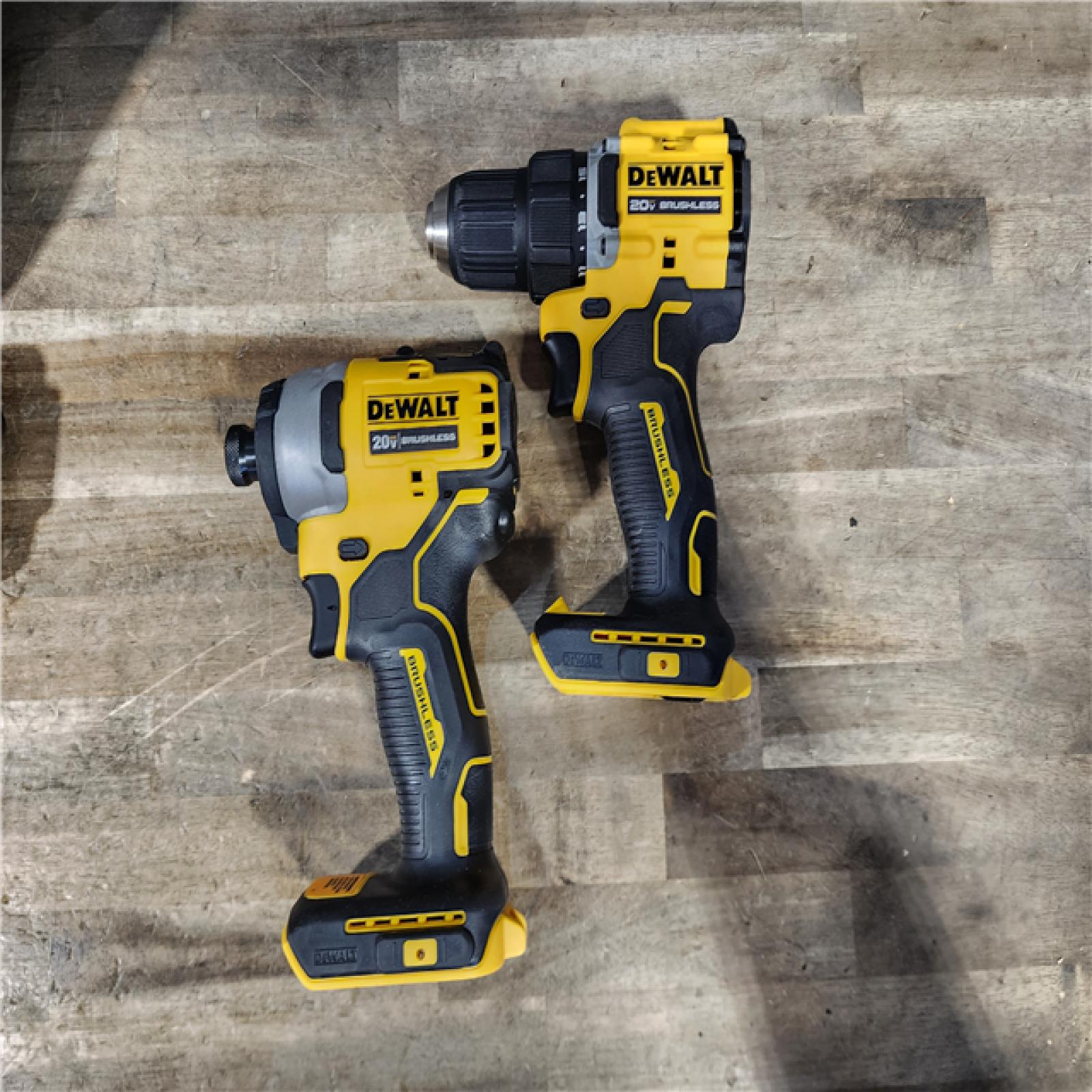 HOUSTON LOCATION - AS-IS Dewalt DCK225D2 20V MAX ATOMIC Brushless Compact Lithium-Ion 1/2 in. Cordless Drill Driver and 1/4 in. Impact Driver Combo Kit with 2 Batteries 2 Ah