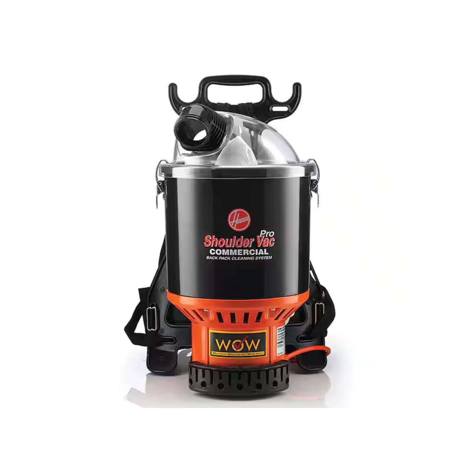 NEW! - HOOVER COMMERCIAL Commercial Pro Shoulder Vac 1.6 gal Bagged Corded HEPA Filter for Carpet and Hard Floor  Black  Backpack Canister Vacuum