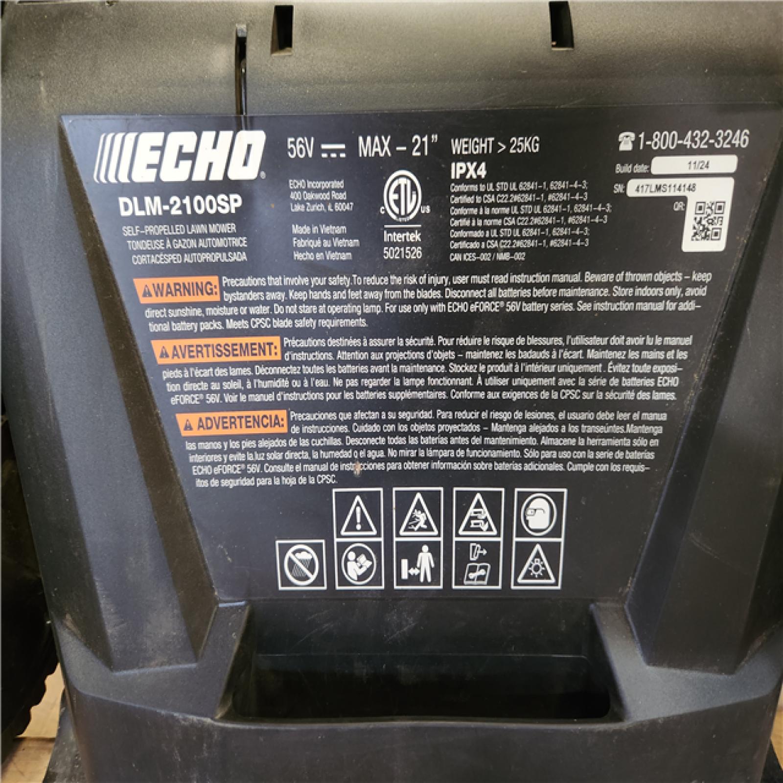 Phoenix AS-IS ECHO 56V 21 in. Cordless Battery 3-in-1 Walk Behind Self-Propelled Lawn Mower w/ (2) 5Ah Batteries (NO Rapid Charger)