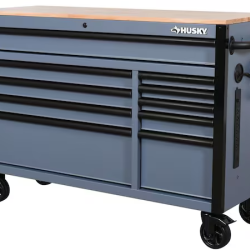 DALLAS LOCATION- AS-IS HUSKY 52 in. W 10-Drawer Matte Cadet Gray/Woodtop Workbench