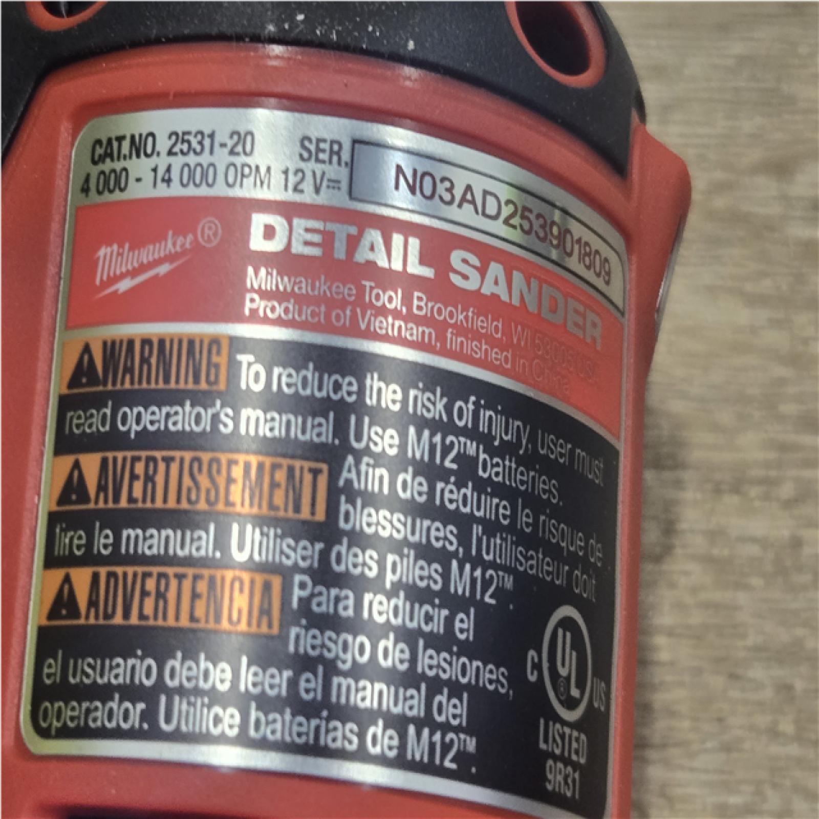 AS-IS Milwaukee  FUEL 12-Volt Lithium-Ion Brushless Cordless Orbital Detail Sander (Tool-Only)