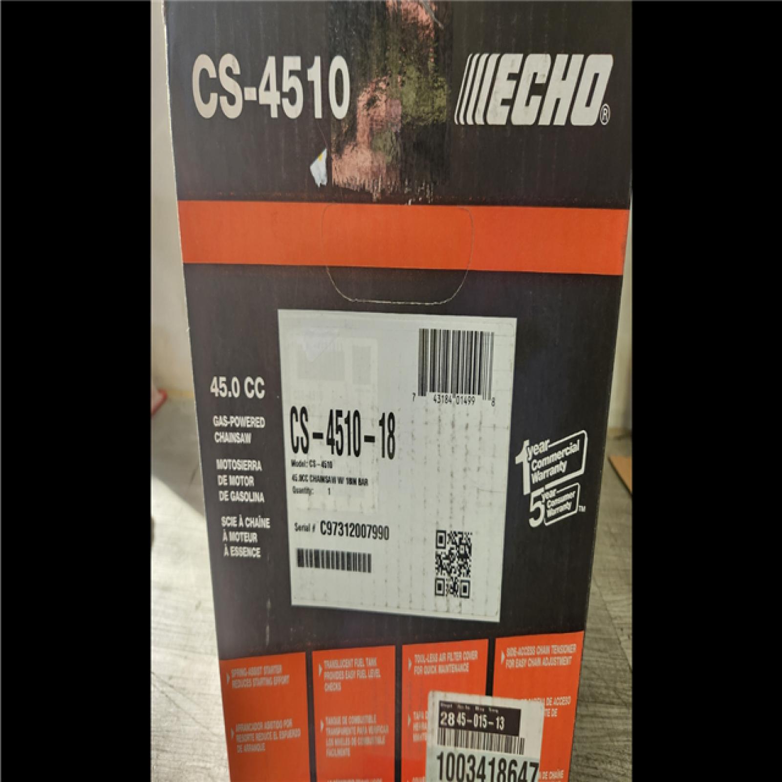 Phoenix NEW ECHO 18 in. 45.0 cc Gas 2-Stroke Rear Handle Chainsaw