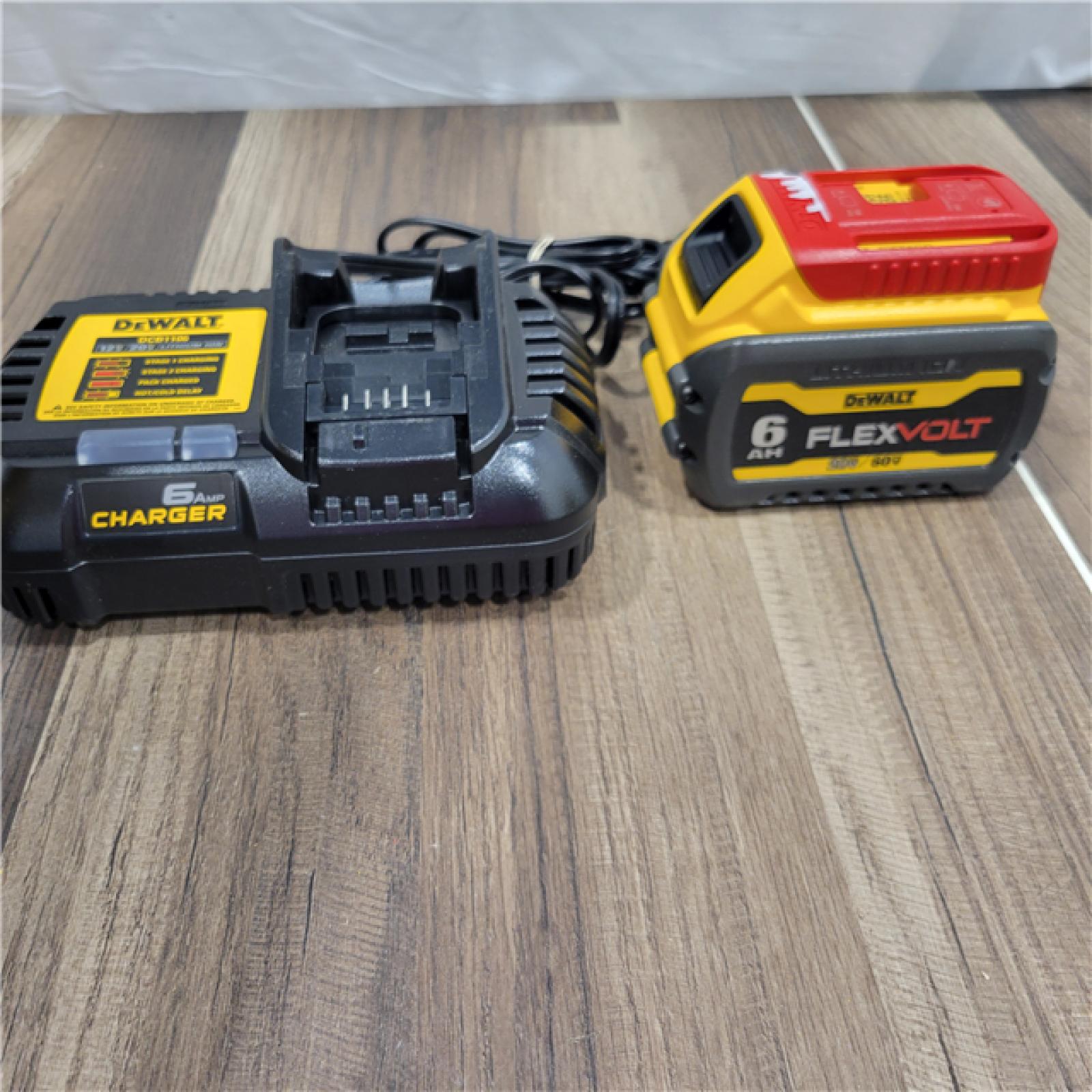 AS-IS DEWALT FLEXVOLT 20V/60V MAX Lithium-Ion 6.0Ah Battery Pack with 6 Amp Output Charger