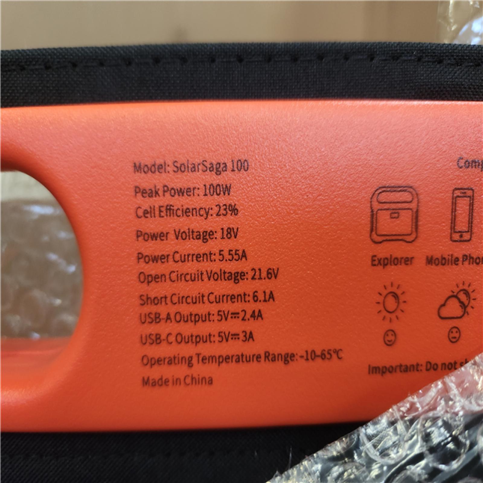 Phoenix NEW Jackery SolarSaga 100-Watt Portable Solar Panel for Explorer 290/550/880/1000/1500 Power Station with built-in 2 USB Outputs