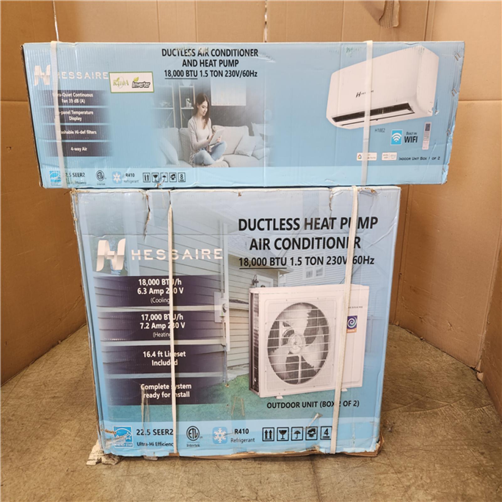 Phoenix NEW Hessaire DIY 21 SEER2 18 000 BTU WiFi 1.5-Ton Ductless Mini Split Air Conditioner  Heat Pump  Variable Speed Inverter-208V/230V