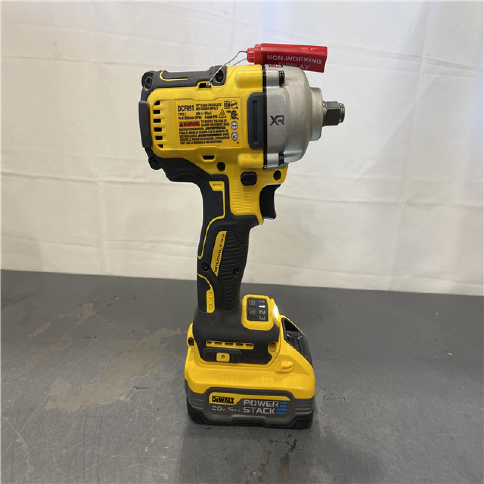AS-IS - DeWalt 20V MAX XR Lithium-Ion Cordless 1/2 in. Impact Wrench with POWERSTACK 20V 5.0Ah Battery Pack