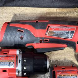 Houston Location AS-IS Milwaukee Hammer Drill Driver and Impact Driver and Right Angle Drill and Batteries QTY/2 with Charger
