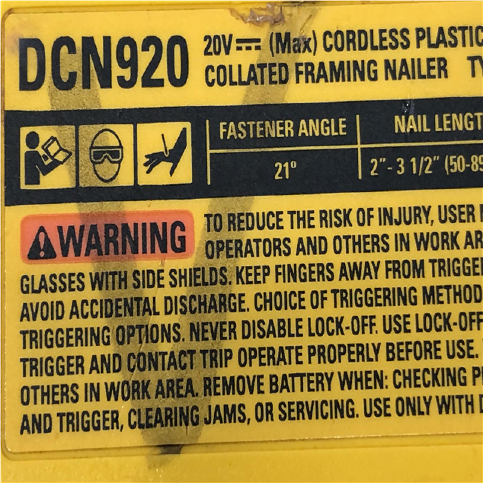 AS-IS DEWALT 20-Volt 21° Cordless Framing Nailer (Tool-Only)