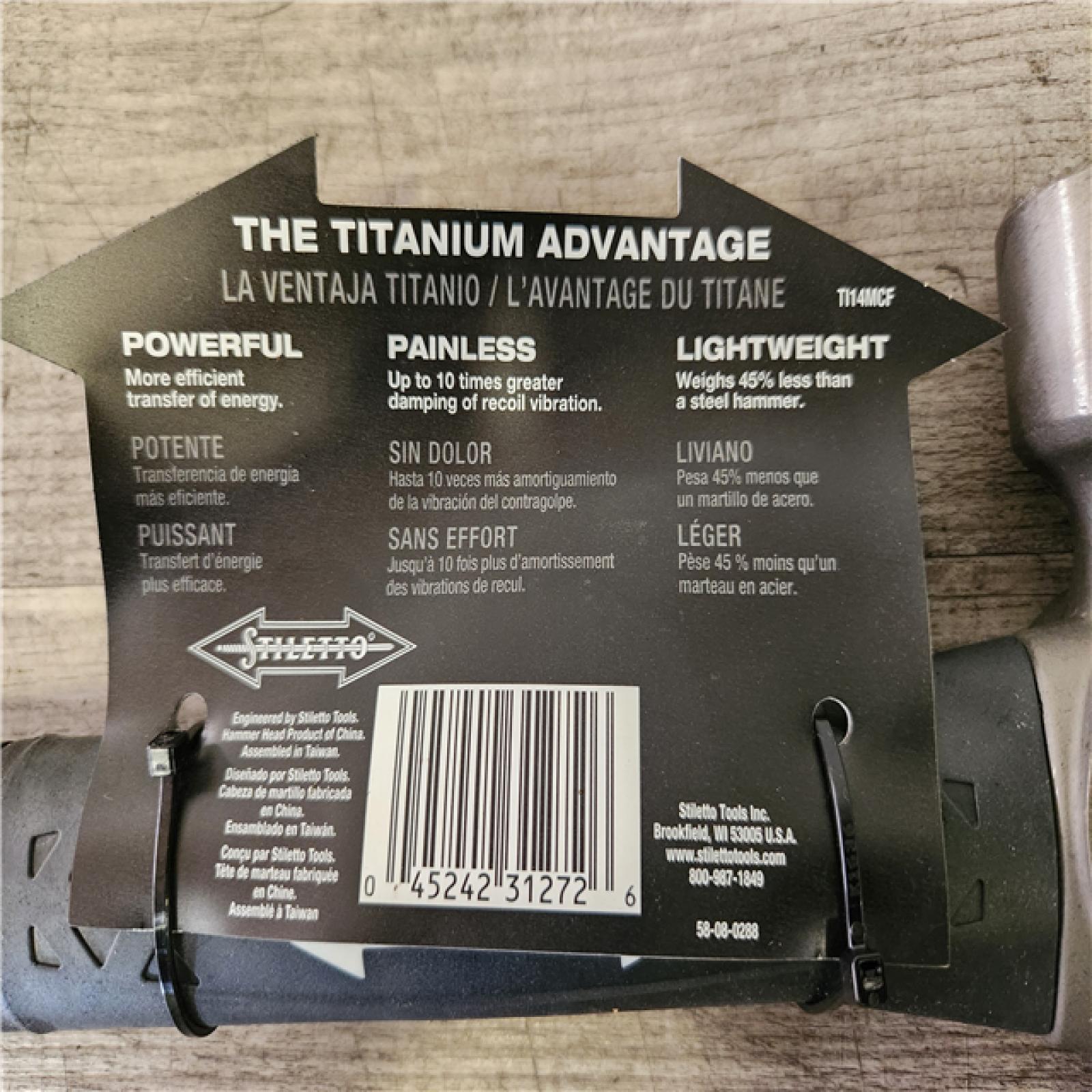 Phoenix Location Stiletto 14 oz. Titanium Milled Face Hammer with 16 in. Curved Poly/FG Handle