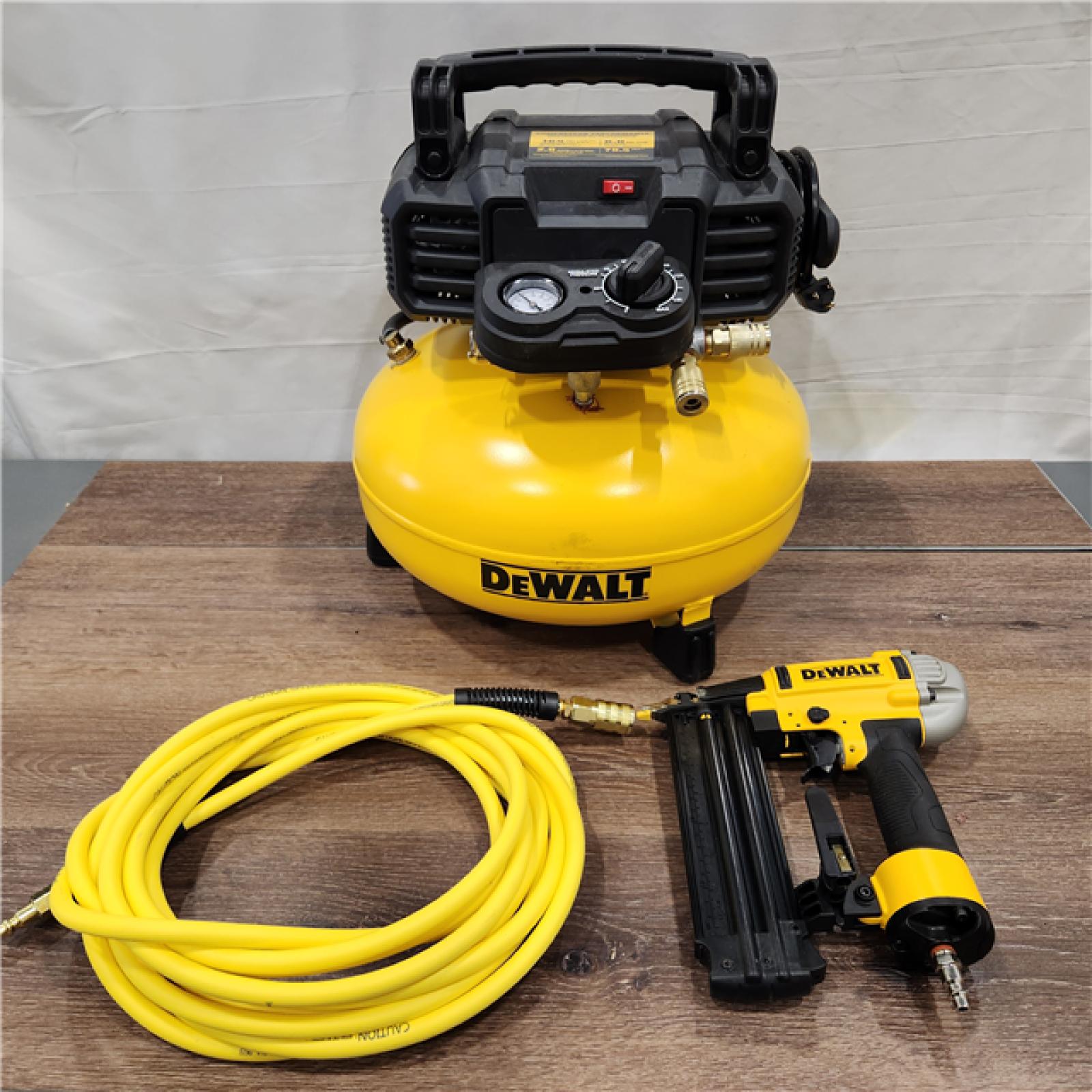 AS-IS DEWALT 6 Gal. Heavy-Duty Pancake Electric Air Compressor and 18-Gauge Brad Nailer Combo Kit