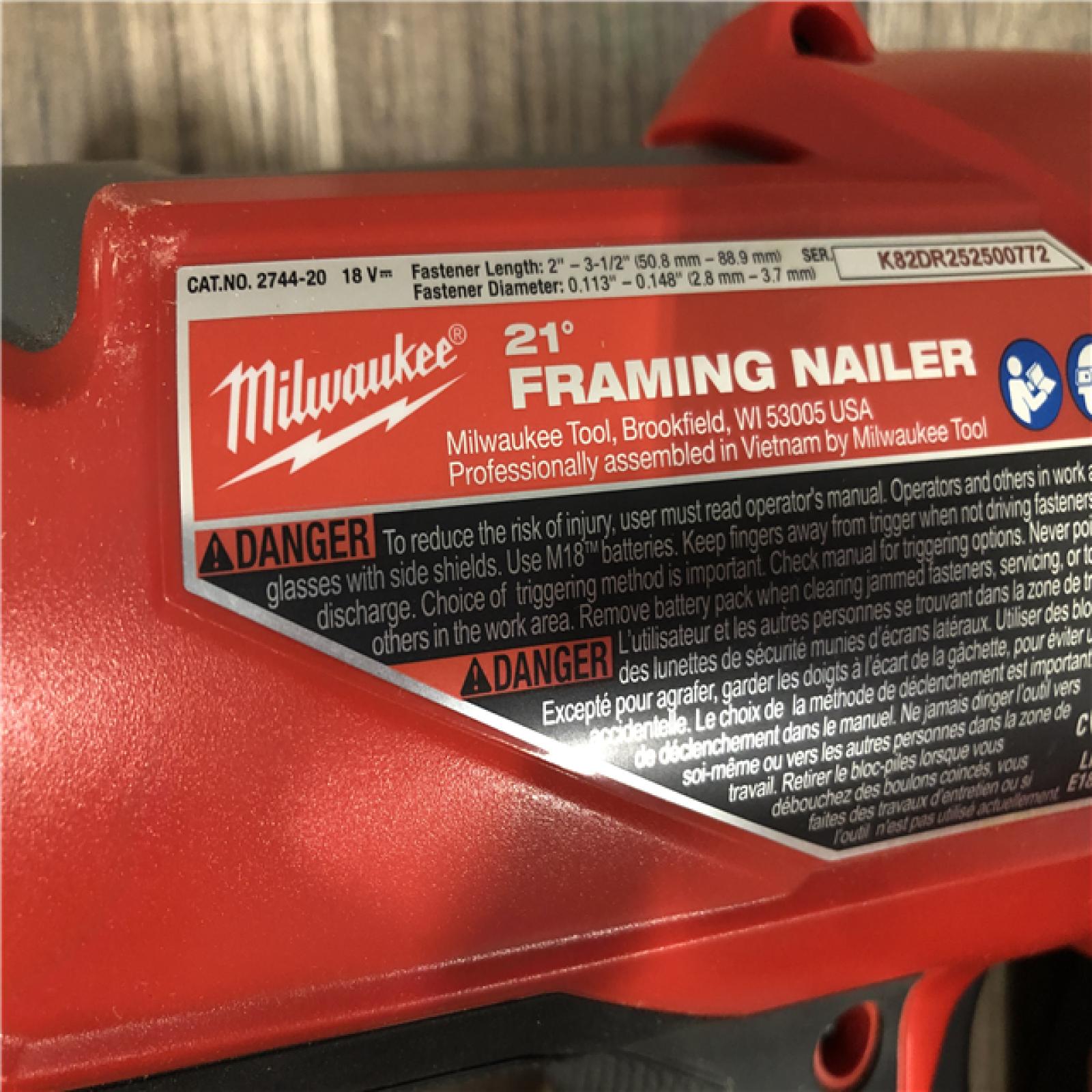 AS-IS Milwaukee  FUEL 3-1/2 in. 18-Volt 21-Degree Lithium-Ion Brushless Cordless Framing Nailer (Tool-Only)